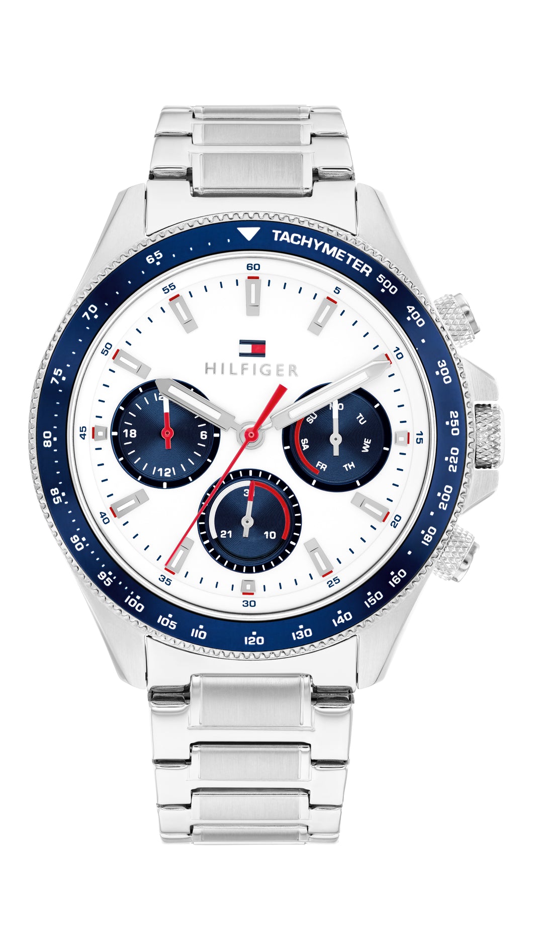Tommy Hilfiger Gents Watch, Stainless Steel Silver Tone Strap, White Dial, Mini Dials SKU 4016336
