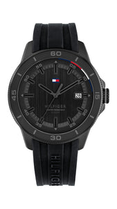 Tommy Hilfiger Gents Watch, Black Silicone Strap, Black Dial, Date SKU 4016340