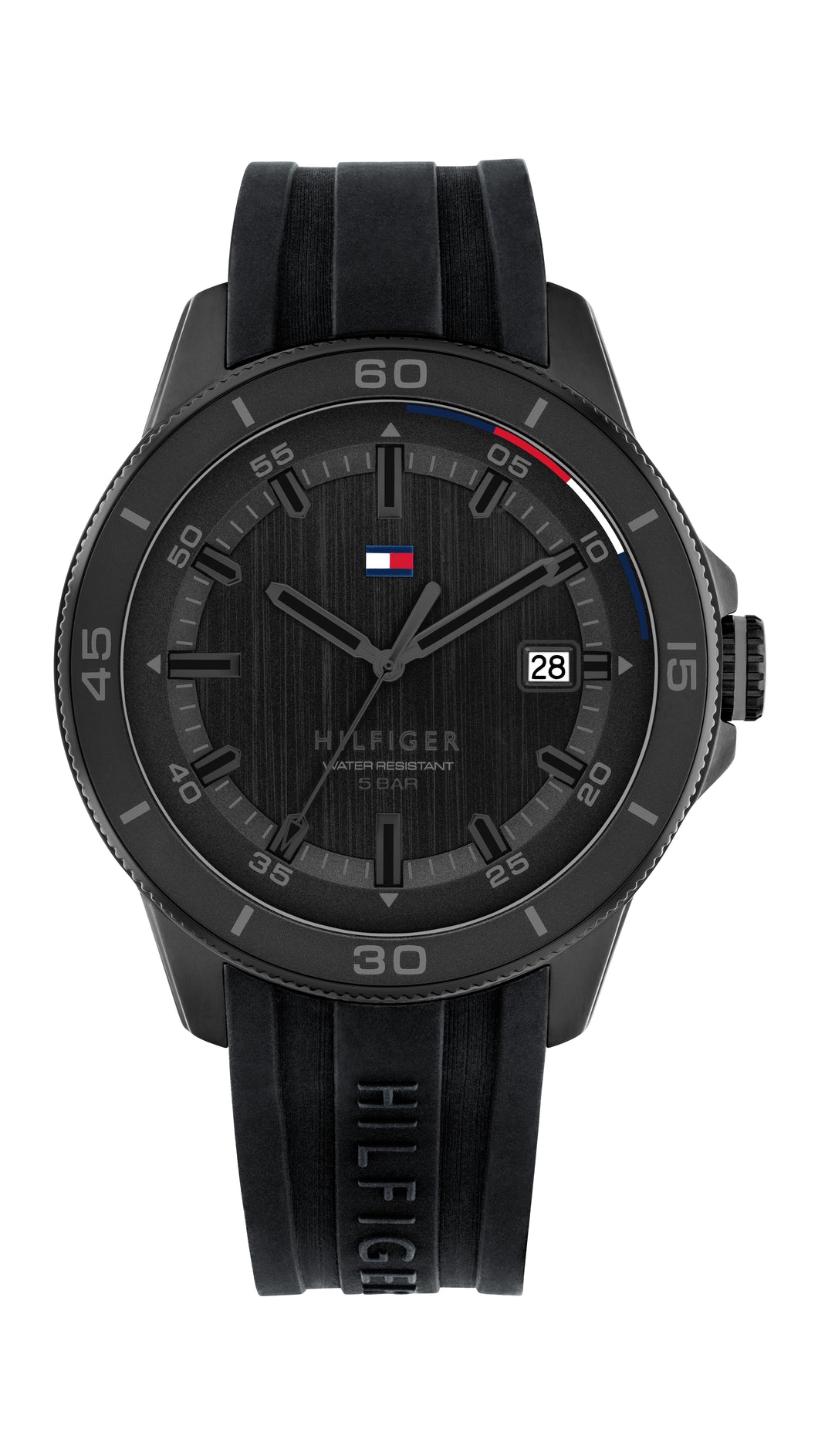 Tommy Hilfiger Gents Watch, Black Silicone Strap, Black Dial, Date SKU 4016340