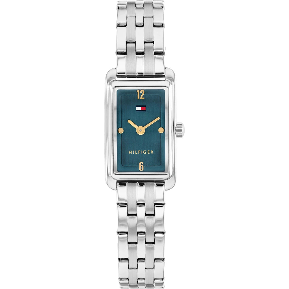 Tommy Hilfiger Ladies Watch, Stainless Steel Strap, Green Rectangle Dial SKU 4016342