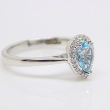 Load image into Gallery viewer, 9ct White Gold Pear Shape Blue Topaz Diamond Halo Ring SKU 5506005
