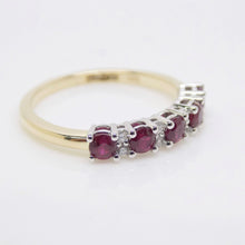 Load image into Gallery viewer, 9ct Yellow Gold 5 Round Brilliant Rubies 8 Round Brilliant Diamonds Wedding/Eternity Ring SKU 5606900
