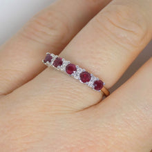 Load image into Gallery viewer, 9ct Yellow Gold 5 Round Brilliant Rubies 8 Round Brilliant Diamonds Wedding/Eternity Ring SKU 5606900
