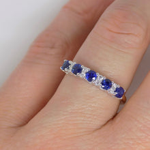 Load image into Gallery viewer, 9ct Yellow Gold 5 Sapphire 8 Diamond Claw Set Wedding/Eternity Ring SKU 5706900
