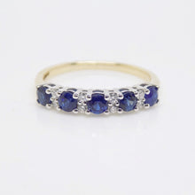 Load image into Gallery viewer, 9ct Yellow Gold 5 Sapphire 8 Diamond Claw Set Wedding/Eternity Ring SKU 5706900
