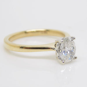 18ct Yellow Gold Oval Natural Diamond Solitaire Engagement Ring 0.90ct SKU 6301702