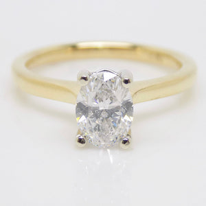 18ct Yellow Gold Oval Natural Diamond Solitaire Engagement Ring 1.00ct SKU 6301703