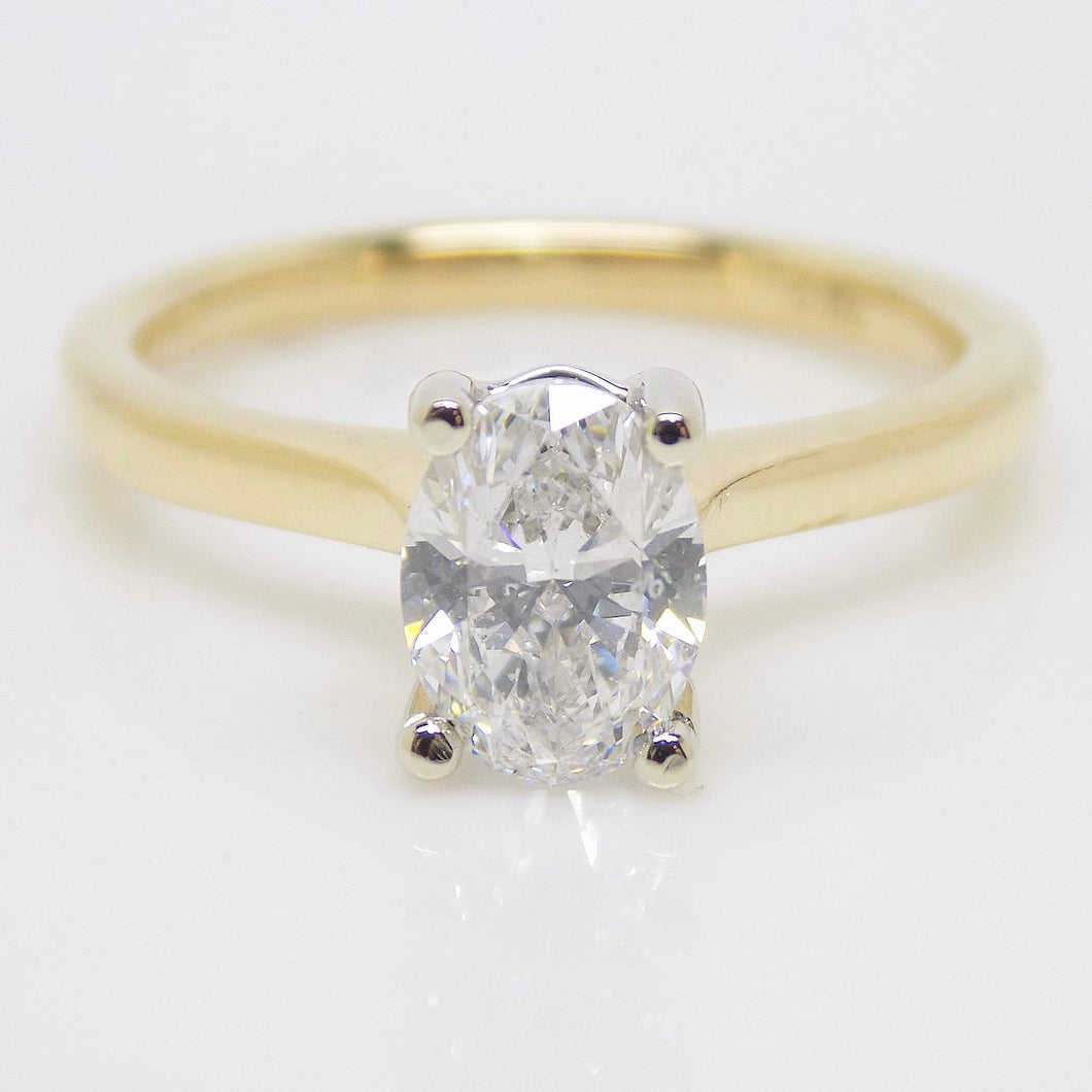 18ct Yellow Gold Oval Natural Diamond Solitaire Engagement Ring 1.00ct SKU 6301703