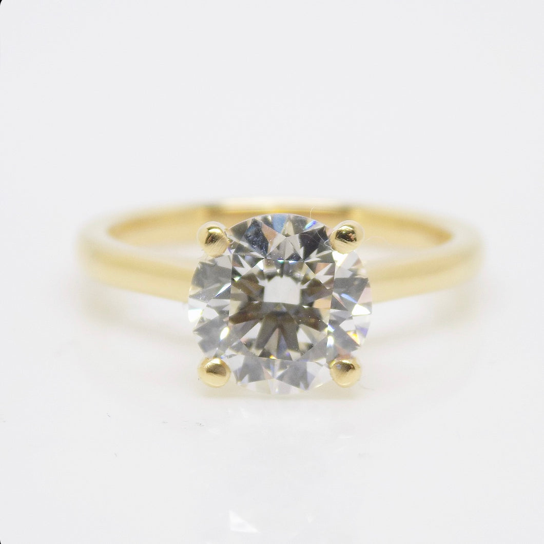 18ct Yellow Gold Round Brilliant Lab Grown Diamond Solitaire Engagement Ring 2.07ct SKU 7707057