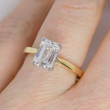 Load image into Gallery viewer, 18ct Yellow Gold Emerald Cut Lab Grown Diamond Engagement Ring 2.03ct SKU 7707078
