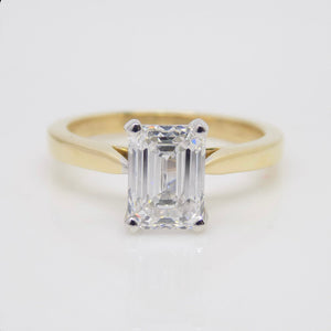 Aroca "Tara" 18ct Yellow Gold Emerald Cut Lab Grown Diamond Engagement Ring 2.03ct SKU 7707078
