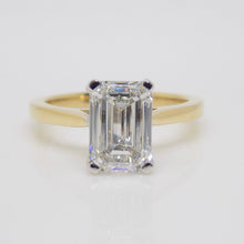 Load image into Gallery viewer, 18ct Yellow Gold Emerald Cut Lab Grown Diamond Engagement Ring 3.07ct SKU 7707079
