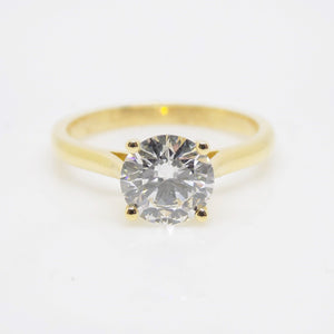 18ct Yellow Gold & Yellow Gold Head, Lab Grown Round Brilliant Diamond Solitaire Engagement Ring 1.50ct SKU 7707086