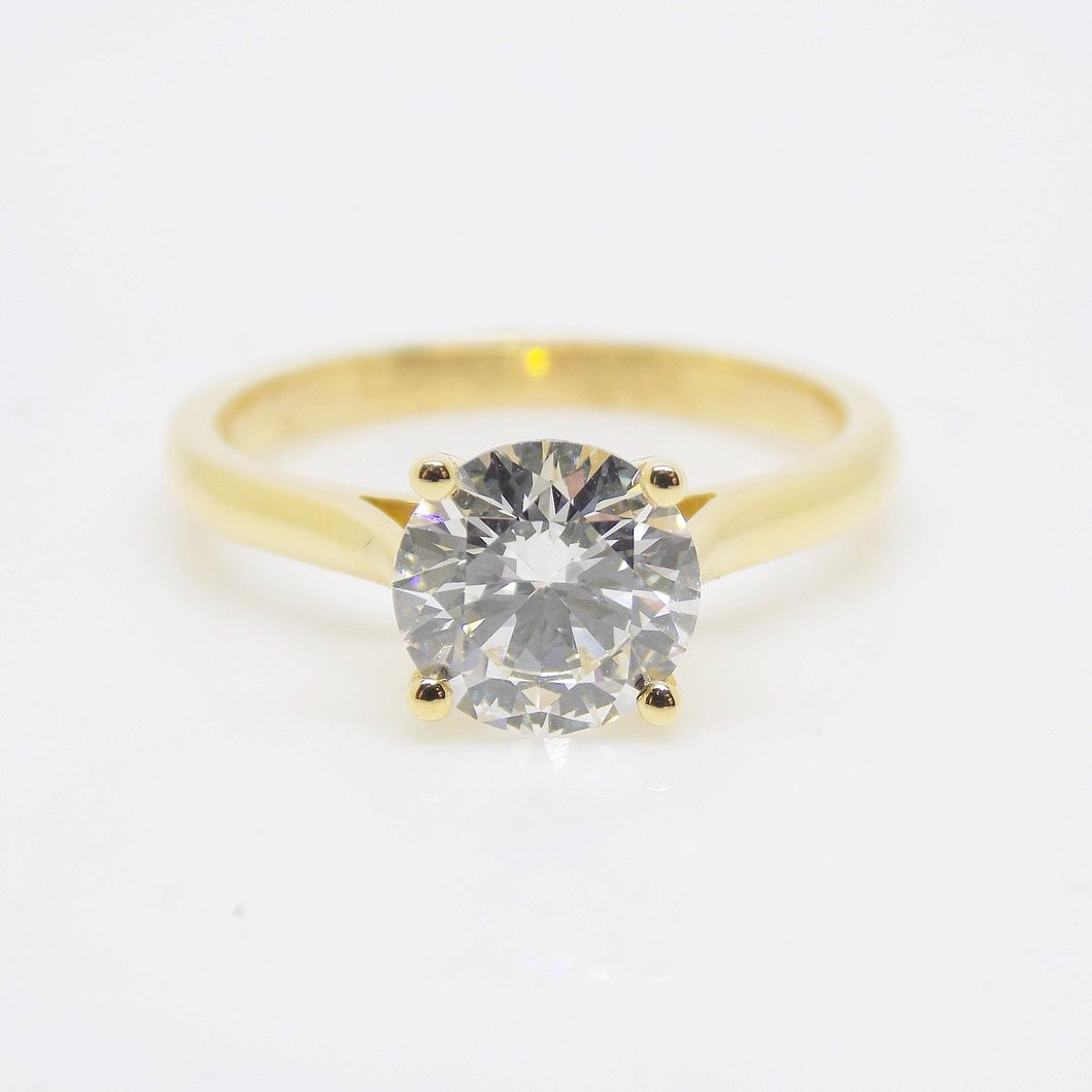 18ct Yellow Gold & Yellow Gold Head, Lab Grown Round Brilliant Diamond Solitaire Engagement Ring 1.50ct SKU 7707086