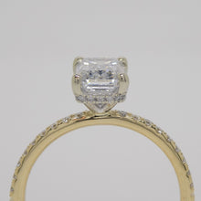 Load image into Gallery viewer, 18ct Yellow Gold and White Gold Claws Lab Grown Emerald Cut Diamond, Peek-a-boo Diamonds Engagement Ring 1.70ct SKU 7707098
