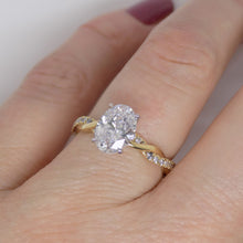 Load image into Gallery viewer, 18ct Yellow Gold Oval Lab Grown Diamond, Diamond Set Twist Shank Engagement Ring 1.67ct SKU 7707102
