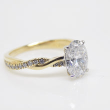 Load image into Gallery viewer, 18ct Yellow Gold Oval Lab Grown Diamond, Diamond Set Twist Shank Engagement Ring 1.67ct SKU 7707102
