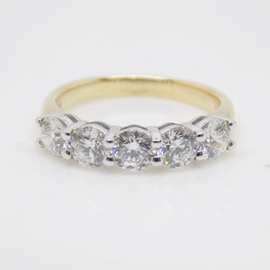 Aroca "The Eleanor Band" 18ct Yellow Gold/White Gold Head 5 Lab Grown Diamonds Ring 1.50ct SKU 7707107