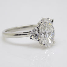 Load image into Gallery viewer, Platinum 3 Lab Grown Diamonds, Centre Oval and Half Moon Sides 3.51ct Engagement Ring SKU 7707108
