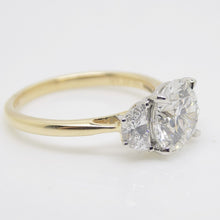 Load image into Gallery viewer, 18CT YG and Platinum Head 3 Lab Grown Diamonds, Centre Round and 2 Half Moon Sides 2.48ct Engagement Ring SKU 7707111
