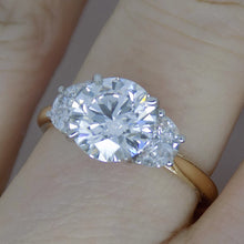 Load image into Gallery viewer, 18CT YG and Platinum Head 3 Lab Grown Diamonds, Centre Round and 2 Half Moon Sides 2.48ct Engagement Ring SKU 7707111
