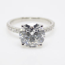 Load image into Gallery viewer, Aroca &quot;Celestial Grace&quot; Platinum Round Brilliant Lab Grown Diamond Ring, Diamond Shank, Hidden Halo 3.43ct Engagement Ring SKU 7707116
