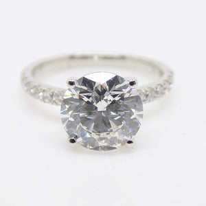 Aroca "Celestial Grace" Platinum Round Brilliant Lab Grown Diamond Ring, Diamond Shank, Hidden Halo 3.43ct Engagement Ring SKU 7707116