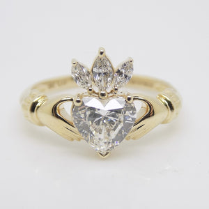 Aroca "Coeur de Reine" 9CT YG Lab Grown Diamond Claddagh Ring 1.21ct SKU 7707117