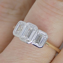 Load image into Gallery viewer, 9ct Yellow Gold 3 Emerald Cut Rubover Lab Grown Diamonds Engagement Ring 1.51ct SKU 7707121
