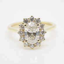 Load image into Gallery viewer, Aroca &quot;The Duchess&quot; 18ct Yellow Gold and Yellow Gold Claws Lab Grown Oval Diamond Halo Ring 1.47CT SKU 7707122
