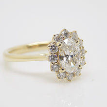 Load image into Gallery viewer, Aroca &quot;The Duchess&quot; 18ct Yellow Gold and Yellow Gold Claws Lab Grown Oval Diamond Halo Ring 1.47CT SKU 7707122
