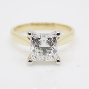 Aroca "Helena" 18ct Yellow Gold and White Gold Claws Princess Cut Lab Grown Diamond Ring 2.00CT SKU 7707123