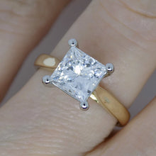 Load image into Gallery viewer, Aroca &quot;Helena&quot; 18ct Yellow Gold and White Gold Claws Princess Cut Lab Grown Diamond Ring 2.00CT SKU 7707123
