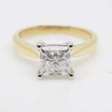 Load image into Gallery viewer, Aroca "Helena" 18ct Yellow Gold and White Gold Head, Princess Cut Lab Grown Diamond Engagement Ring 1.50ct SKU 7707124
