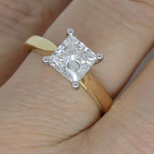 Load image into Gallery viewer, Aroca "Helena" 18ct Yellow Gold and White Gold Head, Princess Cut Lab Grown Diamond Engagement Ring 1.50ct SKU 7707124
