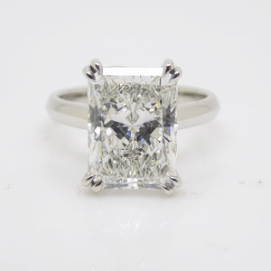 Platinum Radiant Cut Lab Grown Diamond Solitaire Ring 5.07ct SKU 7707125