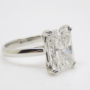 Platinum Radiant Cut Lab Grown Diamond Solitaire Ring 5.07ct SKU 7707125