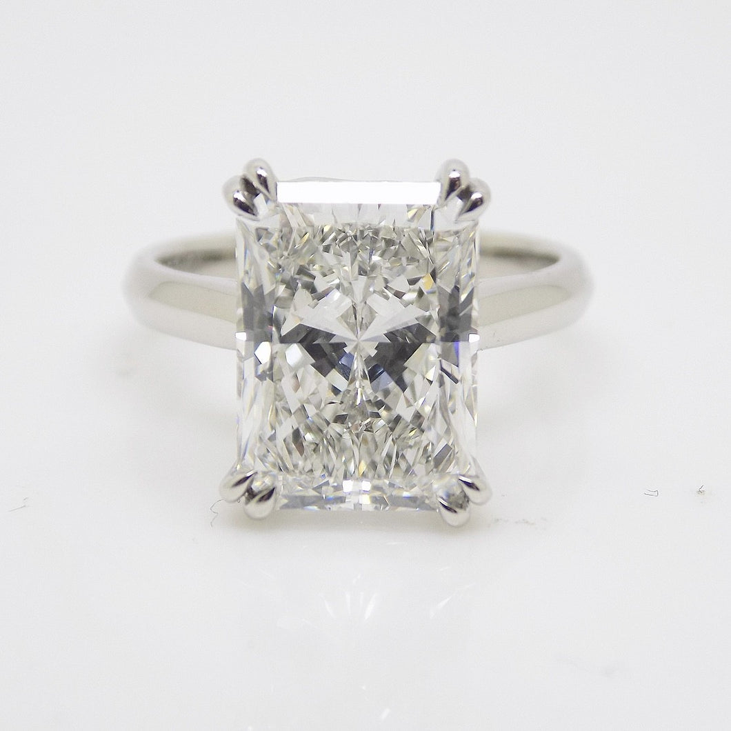 Platinum Radiant Cut Lab Grown Diamond Solitaire Ring 5.07ct SKU 7707125