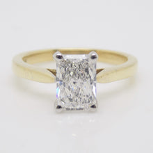 Load image into Gallery viewer, Aroca "Ríona" 18ct Yellow Gold and White Gold Claws 1.50ct Rectangular Cut Cornered Modified Brilliant Lab Grown Diamond Engagement Ring SKU 7707129
