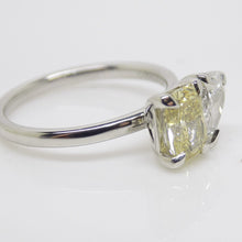 Load image into Gallery viewer, Platinum &quot;Toi et Moi&quot; Lab Grown 1.01ct Rectangular Fancy Vivid Yellow Diamond with Lab Grown 0.51ct Pear Diamond Ring SKU 7708001
