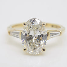 Load image into Gallery viewer, 18CT Yellow Gold Lab Grown Oval Diamond &amp; Lab Grown Baguette Diamond Shoulders 3.30CT SKU 7711003
