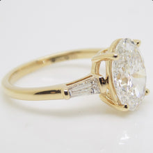 Load image into Gallery viewer, 18CT Yellow Gold Lab Grown Oval Diamond &amp; Lab Grown Baguette Diamond Shoulders 3.30CT SKU 7711003
