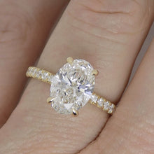 Load image into Gallery viewer, 18CT Yellow Gold Talon Claw Oval Cut Lab Grown Diamond &amp; Lab Grown Diamond Shoulder with Hidden Halo 2.26ct SKU 7711004
