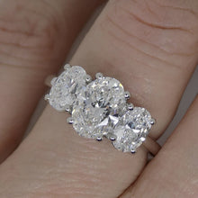 Load image into Gallery viewer, Platinum Lab Grown 3 Oval Diamonds 2.90ct SKU 7711005
