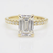 Load image into Gallery viewer, 18CT Yellow Gold Emerald Cut Lab Grown Diamond &amp; Lab Grown Diamond Shoulders/Hidden Halo 2.26ct SKU 7711009
