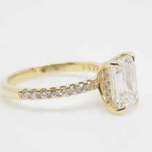 Load image into Gallery viewer, 18CT Yellow Gold Emerald Cut Lab Grown Diamond &amp; Lab Grown Diamond Shoulders/Hidden Halo 2.26ct SKU 7711009
