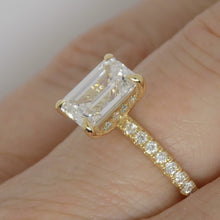 Load image into Gallery viewer, 18CT Yellow Gold Emerald Cut Lab Grown Diamond &amp; Lab Grown Diamond Shoulders/Hidden Halo 2.26ct SKU 7711009
