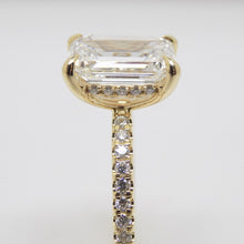 Load image into Gallery viewer, 18CT Yellow Gold Emerald Cut Lab Grown Diamond &amp; Lab Grown Diamond Shank/Hidden Halo 3.28ct SKU 7711010
