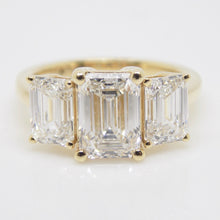 Load image into Gallery viewer, 18CT Yellow Gold 3 Emerald Cut Lab Grown Diamonds 4.00ct SKU 7711015
