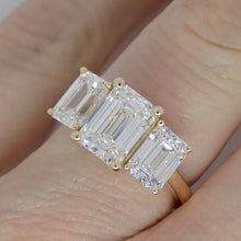 Load image into Gallery viewer, 18CT Yellow Gold 3 Emerald Cut Lab Grown Diamonds 4.00ct SKU 7711015
